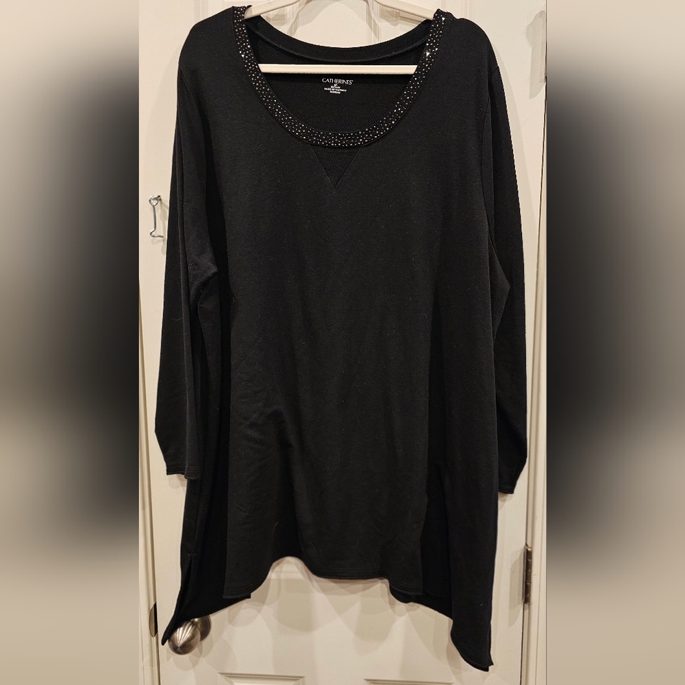 149 - Catherines Black Long-Sleeve Top with Bling